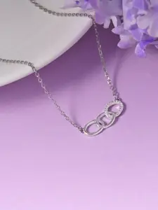 RACHIVA 925 Sterling Silver Zircon Circle Pendant With Link Chain