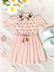 Bella Moda Girls Polka Dot Embroidered Fit & Flare Dress