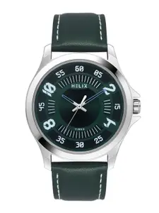 Helix By Timex Green Round Dial Analog Leather Men Watch - TW055HG02