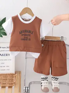 INCLUD Boys Printed Round Neck T-shirt With Shorts