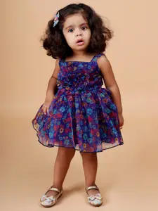 BAESD Girl Floral Print Shoulder Straps Fit & Flare Dress