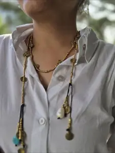 Studio Anviksha Brass Beaded Wraparound Statement Necklace