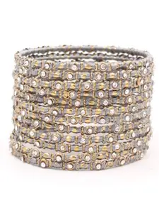 leshya Set Of 12 Artificial Stones and Beads Studded Thread Bangles