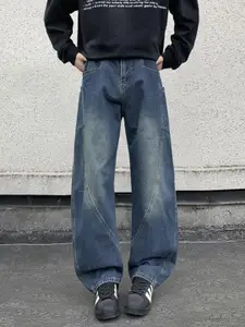 StyleCast x Revolte Men Wide Leg Light Fade Cargo Styles Jeans