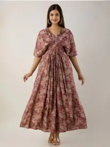 DMP FASHION Women Cotton Floral Printed Maxi Dress