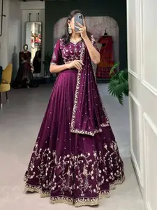 LADY SHOPI Embroidered Semi-Stitched Lehenga & Unstitched Blouse With Dupatta