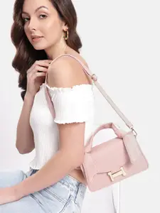 DressBerry Brand Logo Embossed Textured Satchel