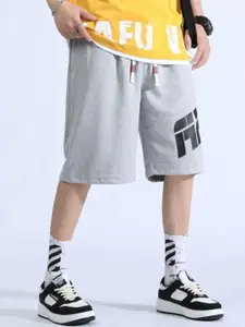 StyleCast x Revolte Men Typography Printed Mid-Rise Shorts