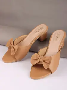 Picktoes Women Block Heels Mules With Bows