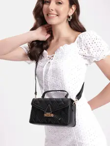 DressBerry Brand Logo Embossed Quilted Satchel