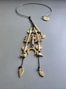 Studio Anviksha Open Collar Hansli Statement Necklace with brass charms