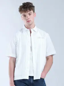 Flying Machine Men Relaxed Pinstripes Opaque Striped Casual Shirt