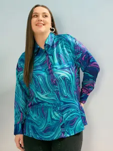 SASSAFRAS Curve Women Abstract Printed Casual Shirt
