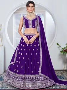JULEE Embroidered Semi-Stitched Silk Lehenga & Unstitched Blouse With Dupatta