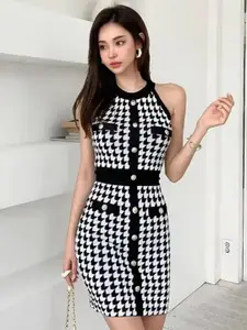 IUGA Women Checked Bodycon Dress