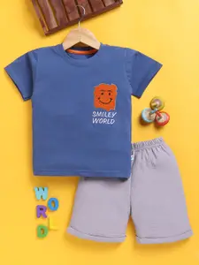 Toonyport Boys Printed Round Neck Pure Cotton T-shirt With Shorts