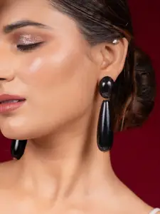 Niscka Gold-Plated Oval Shaped Drop Earrings