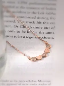 RACHIVA 925 Sterling Silver Rose Gold Cascade Heart Pendant with Link Chain