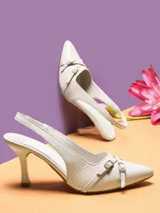 Froh Feet Women Party Slim Mid Top Heel Mules With Buckles