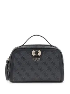 GUESS Printed PU Shopper Satchel with Cut Work