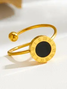 MYKI Dazzling Stainless Steel Gold-Plated Adjustable Finger Ring