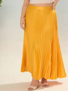 SASSAFRAS Curve Women Accordion Pleated A-Line Maxi Skirt