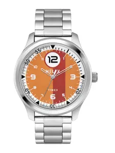 Helix Men Orange Round Dial Analog Watch - TW043HG26