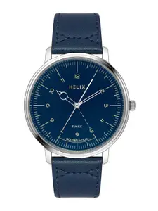 Helix By Timex Blue Round Dial Analog Leather Men Watch - TW056HG02
