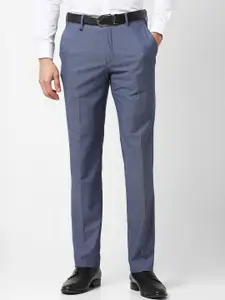 Van Heusen Men Textured Slim Fit Formal Trousers
