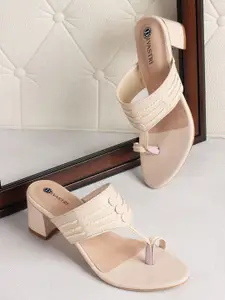 DIVASTRI Women Solid Western - Embellished Pointed Toe Open Back Synthetic Block Sandals