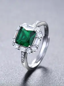 MYKI Fascinating Stainless Steel Silver-Plated Cubic Zirconia Studded Finger Ring