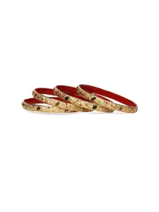 leshya Set Of 4 Guarantee Gold Dyed Floral Design Bangles