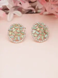 Niscka Gold-Plated Artificial Stones Studded Circular Shaped Studs