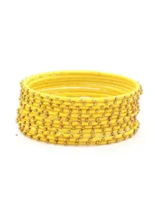 leshya Set Of 12 Artificial Stones and Beads Studded Thread Bangles