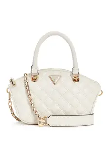 GUESS Textured PU Structured Satchel with Quilted