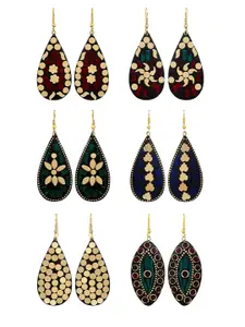 YouBella Set Of 6 Teardrop Shaped Drop Earrings