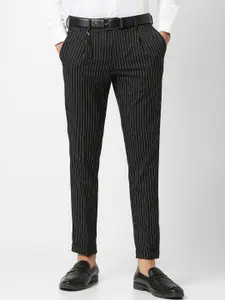V Dot Men Striped Regular Trousers