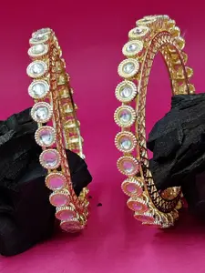 AARNAA Set Of 2 Gold-Plated Kundan Studded Bangles