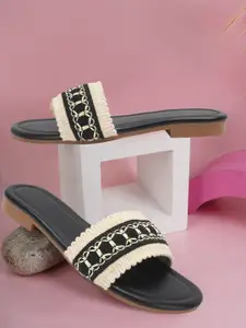 AVIVASTYLE Women Embellished Open Toe Flats