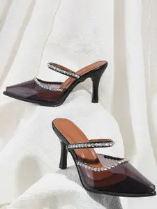 Froh Feet Women Embellished Peep Toes Kitten Heels