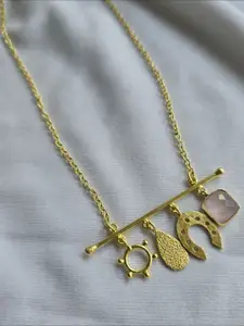 Studio Anviksha 18K Gold-Plated Quartz Studded Horseshoe Halo Minimal Necklace