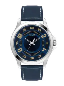 Helix By Timex Blue Round Dial Analog Leather Men Watch - TW055HG01