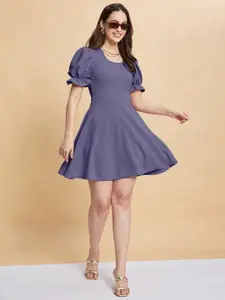 Selvia Women Round Neck Fit & Flare Mini Dress