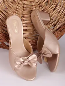 Picktoes Women Bow Detail Block Heel Open Toe Sandals