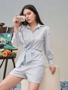 CORSICA Women Comfort Opaque Striped Party Shirt