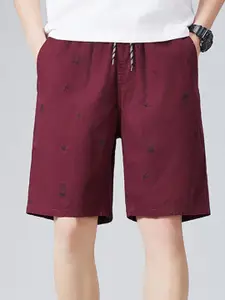 StyleCast x Revolte Men Maroon Geometric Regular Fit Shorts