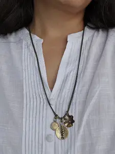 Studio Anviksha Button, Oval And Flower Charm Minimal Necklace