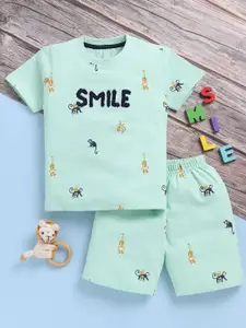 Toonyport Boys Printed Round Neck Pure Cotton T-Shirt With Shorts