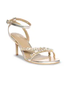 Saint G Women Leather Stiletto Sandals with Buckles