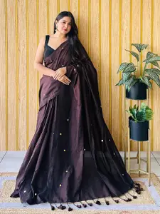 Anouk Solid Sequinned Pure Cotton Saree